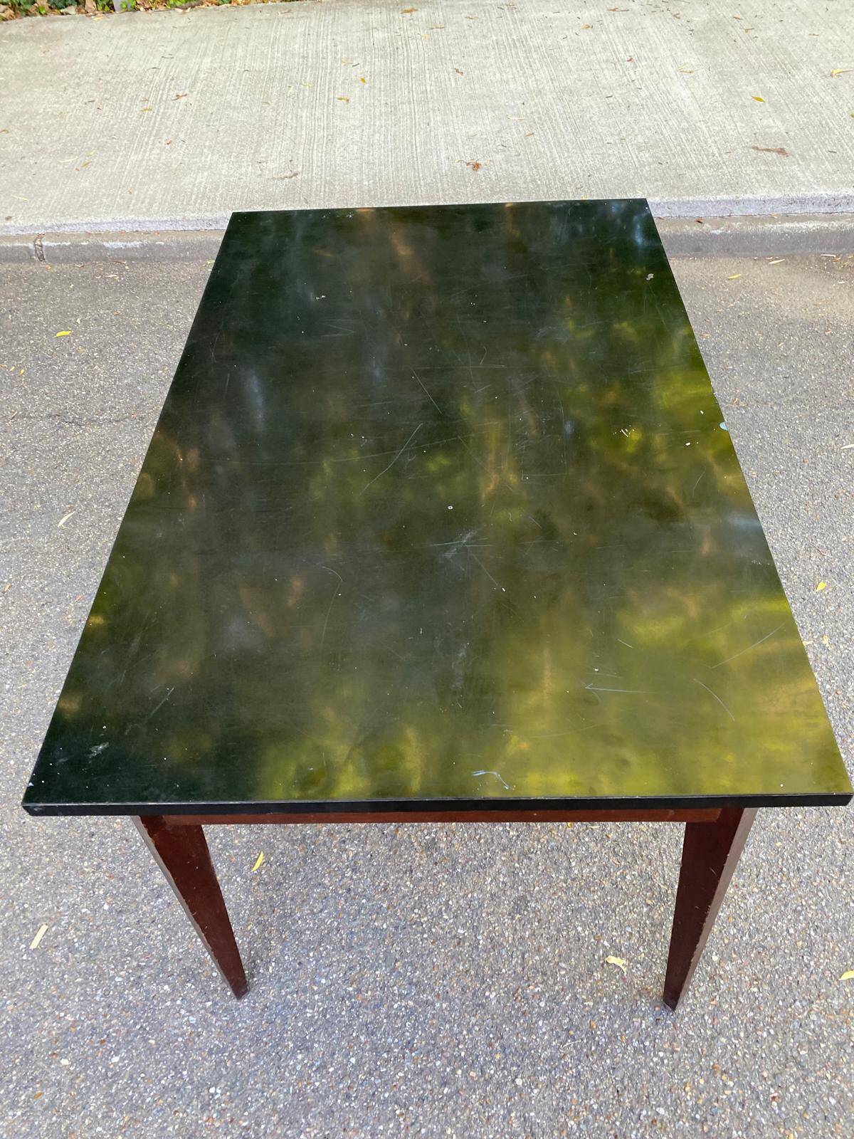Vintage Scandinavian desk 1950 black top school style mid-century