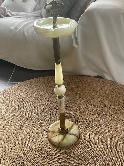 Onyx and brass ashtray