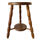 Vintage wooden tripod stool 2 trays