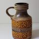 Vase West Germany à anse et fleurs marrons vintage
