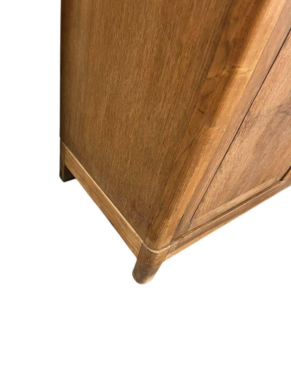 Vintage wooden display cabinet / wall cabinet with embossed yellow glass