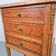 Vintage French Bedside Table with Marble Top and Brass Ornaments, 1920s