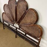 Rosette headboard in vintage rattan and canework