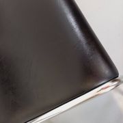 Set of 6 vintage Italian stackable chairs in chrome metal and skai.