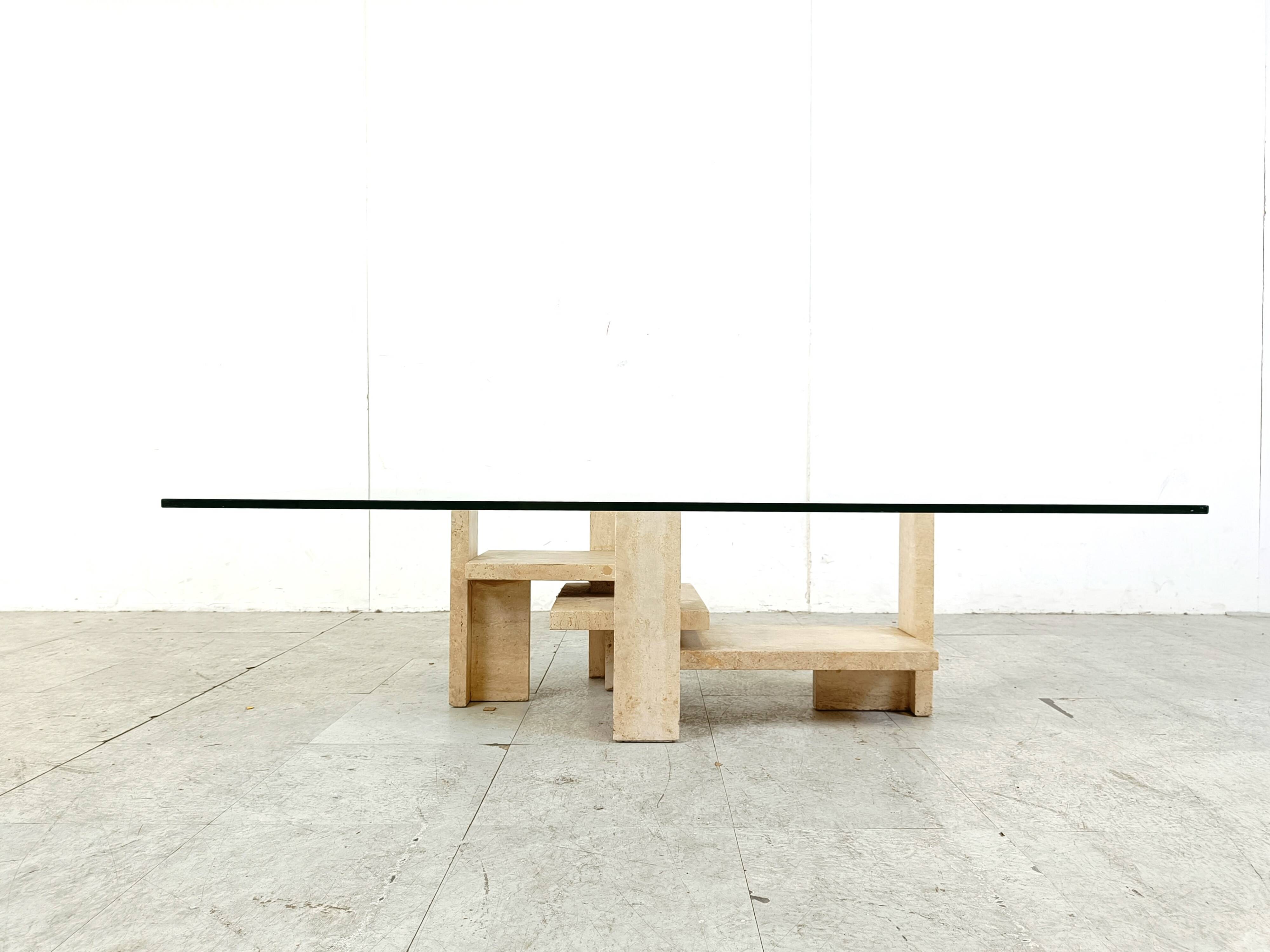 Vintage travertine coffee table, 1970s