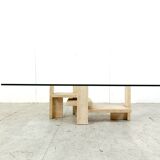 Table basse vintage en travertin, 1970