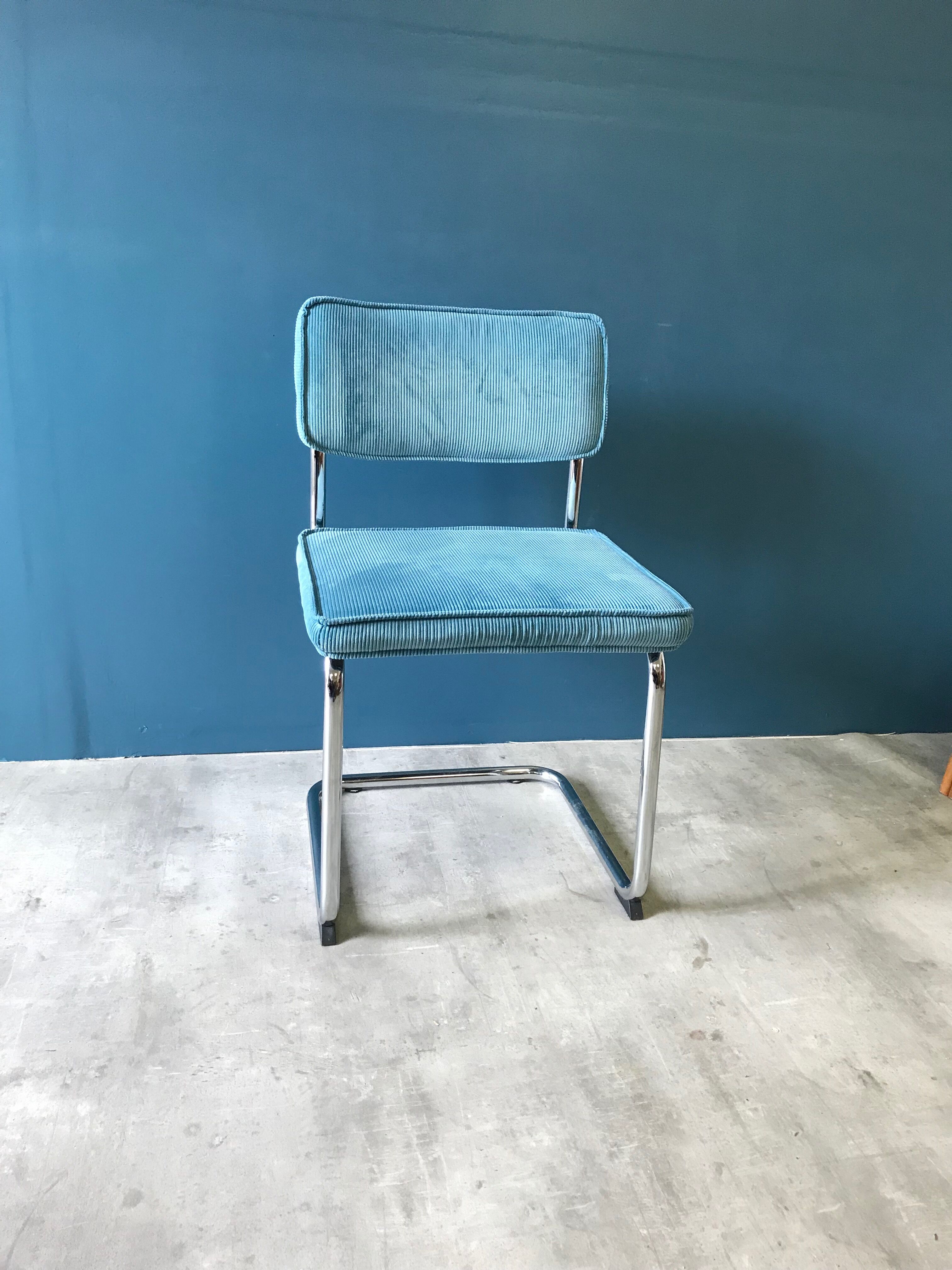 Series of 4 velvet & chrome chairs from the 90