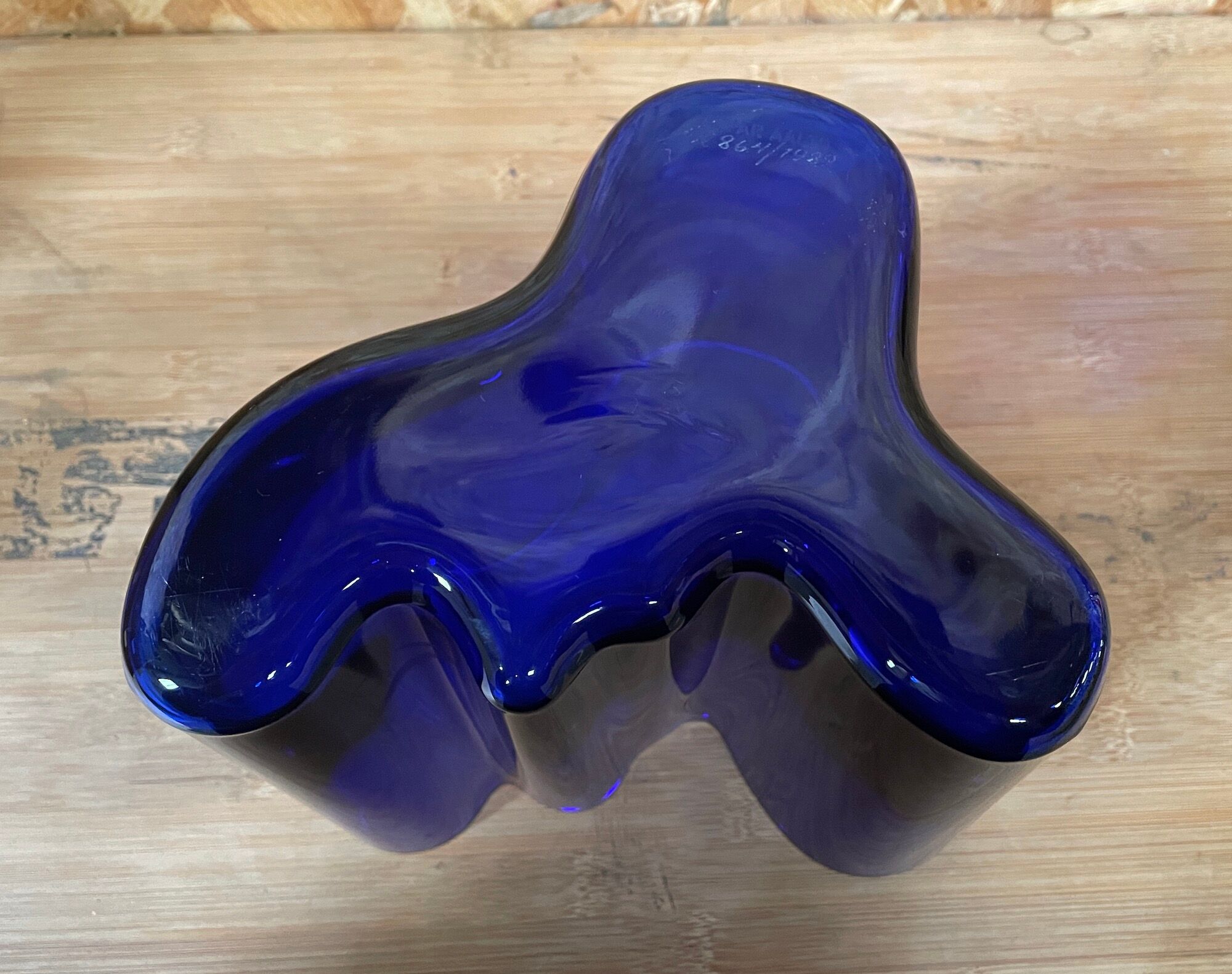 Cobalt blue Savoy vase by Alvar Aalto, numbered and signed 1989
