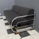 Méridienne / canapé Bauhaus chromé et noir par Hynek Gottwald