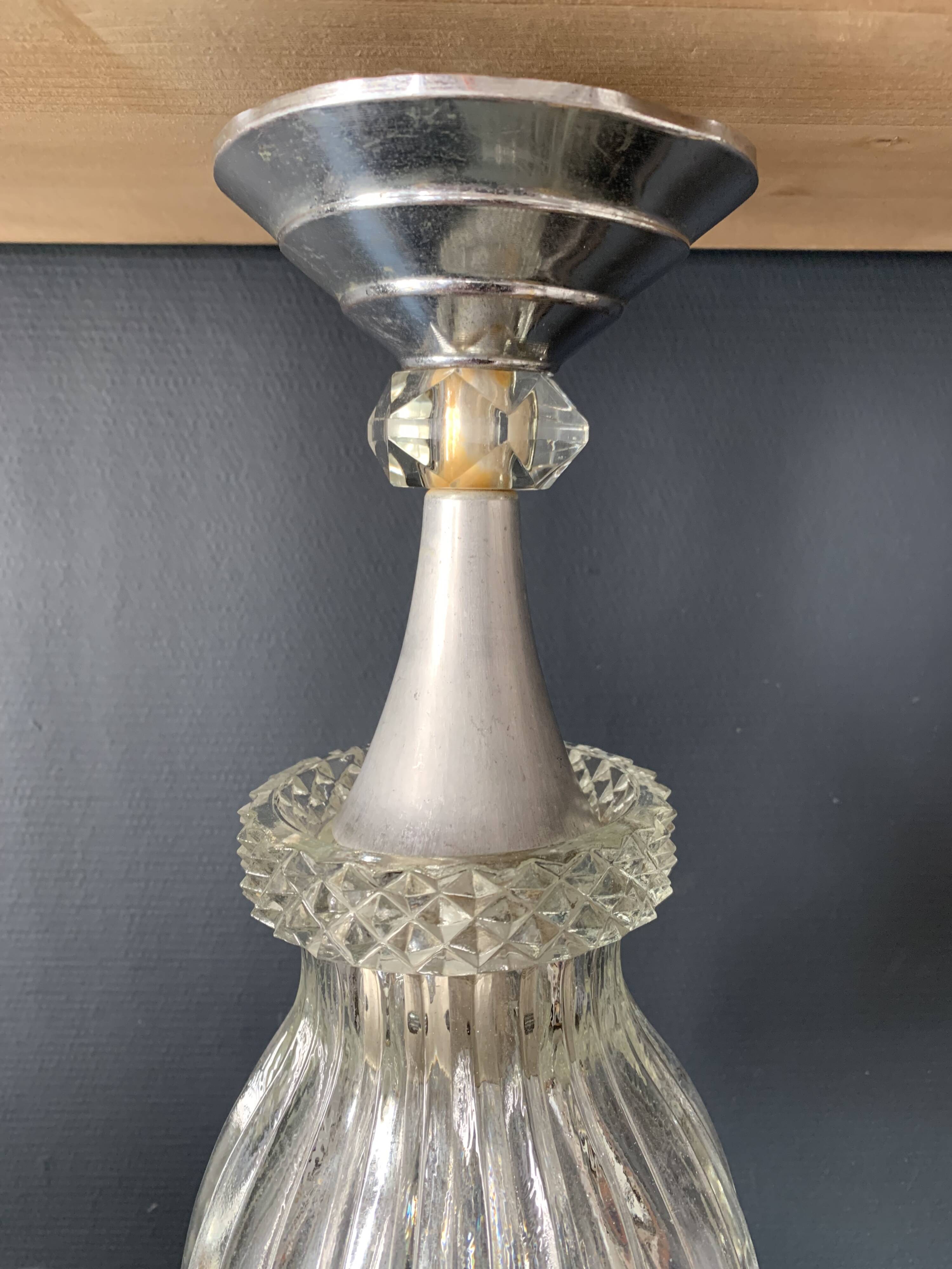 Cut glass and metal ceiling light, 1960s, Germany