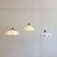 Trio of Art Deco pendant lights in scalloped opaline, 1920-30