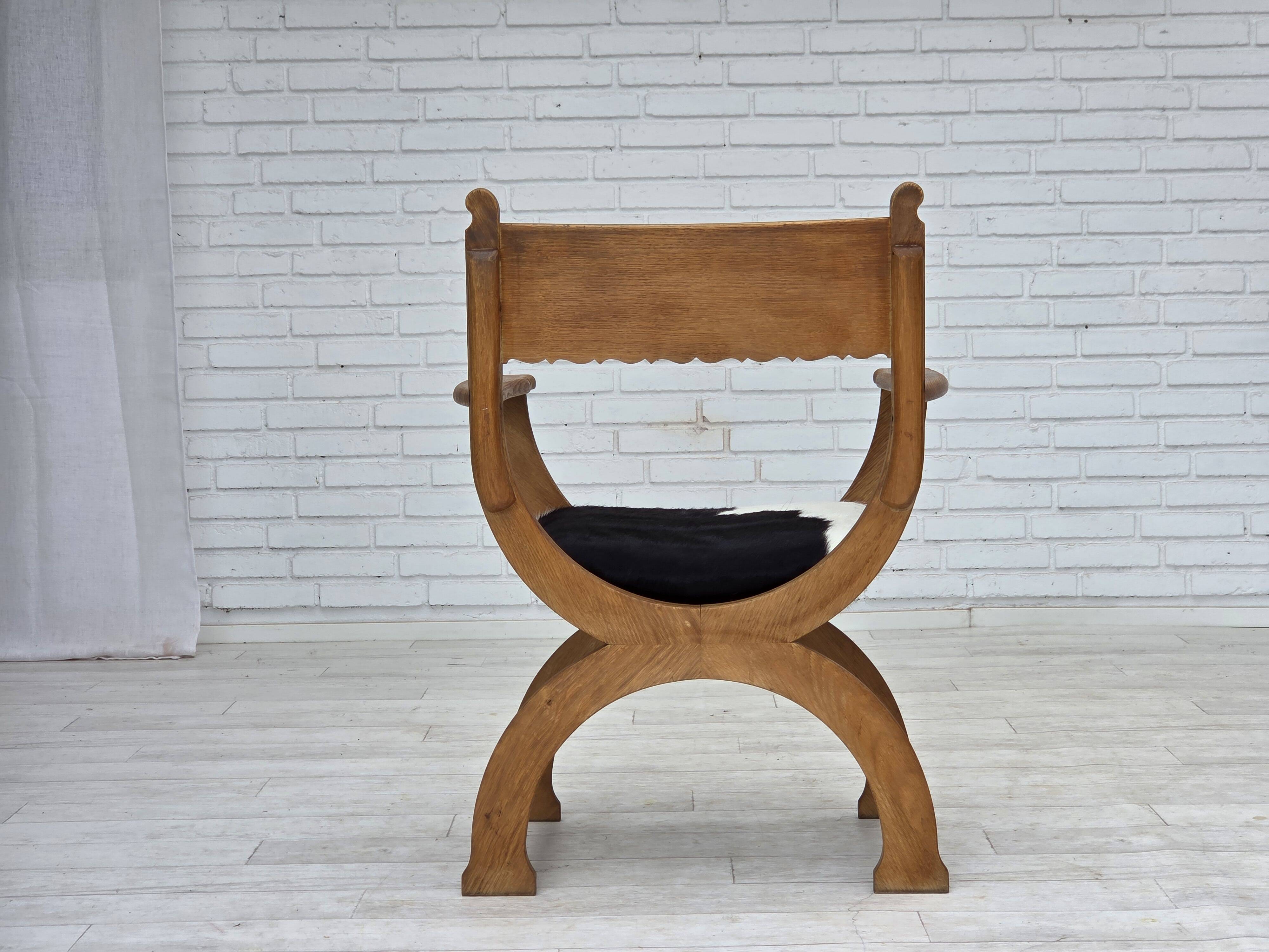 1960s, Danish armchair, completely reupholstered, furniture cowhide, oak.