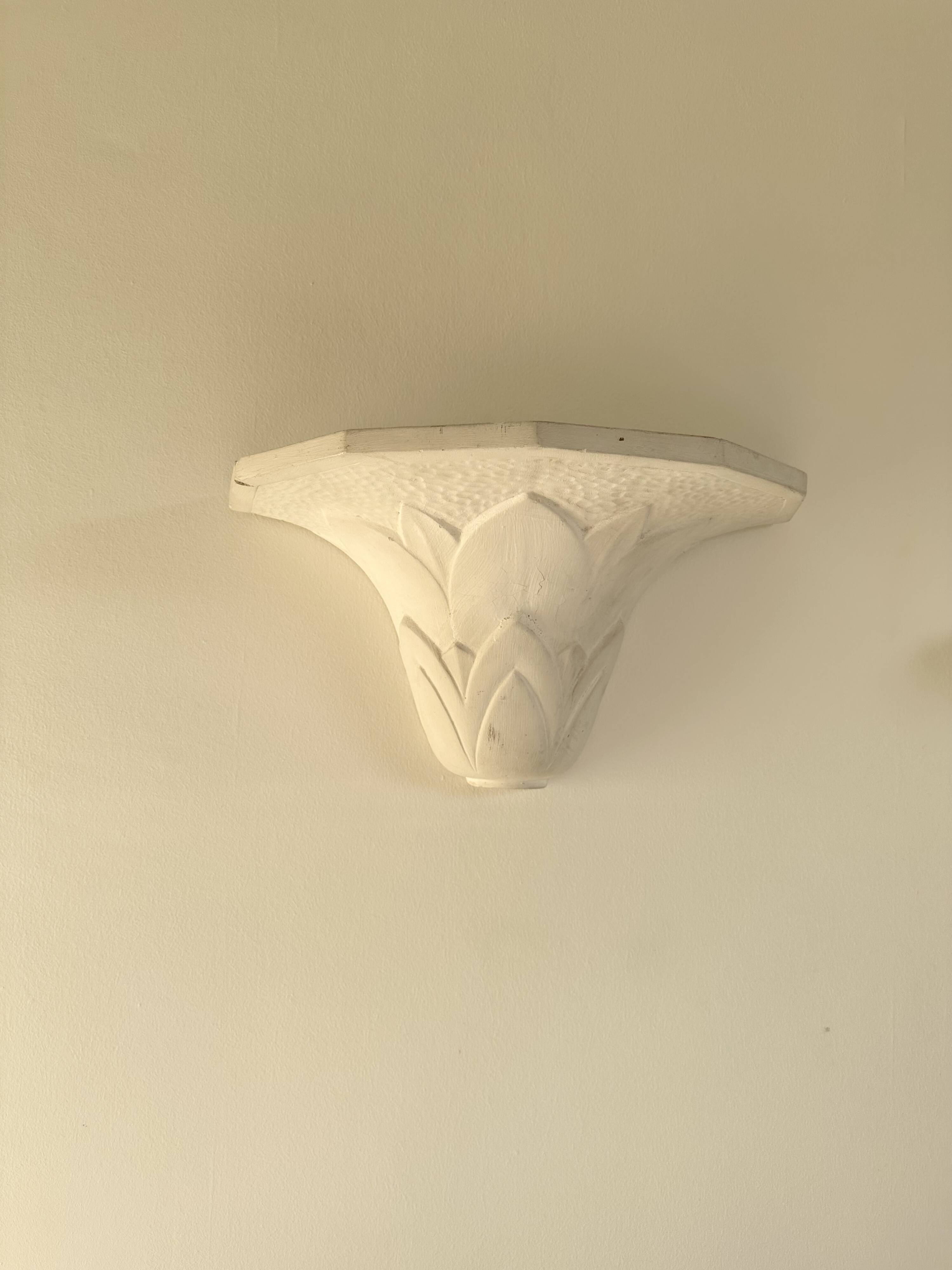 Pair of plaster wall sconces, palmette decoration, 20th century