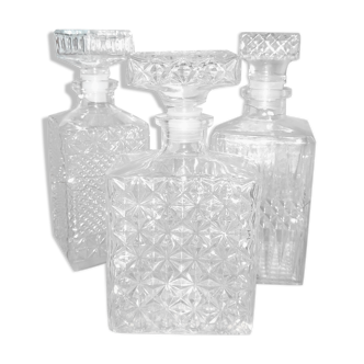 Set of 3 whisky decanters, 60/70's