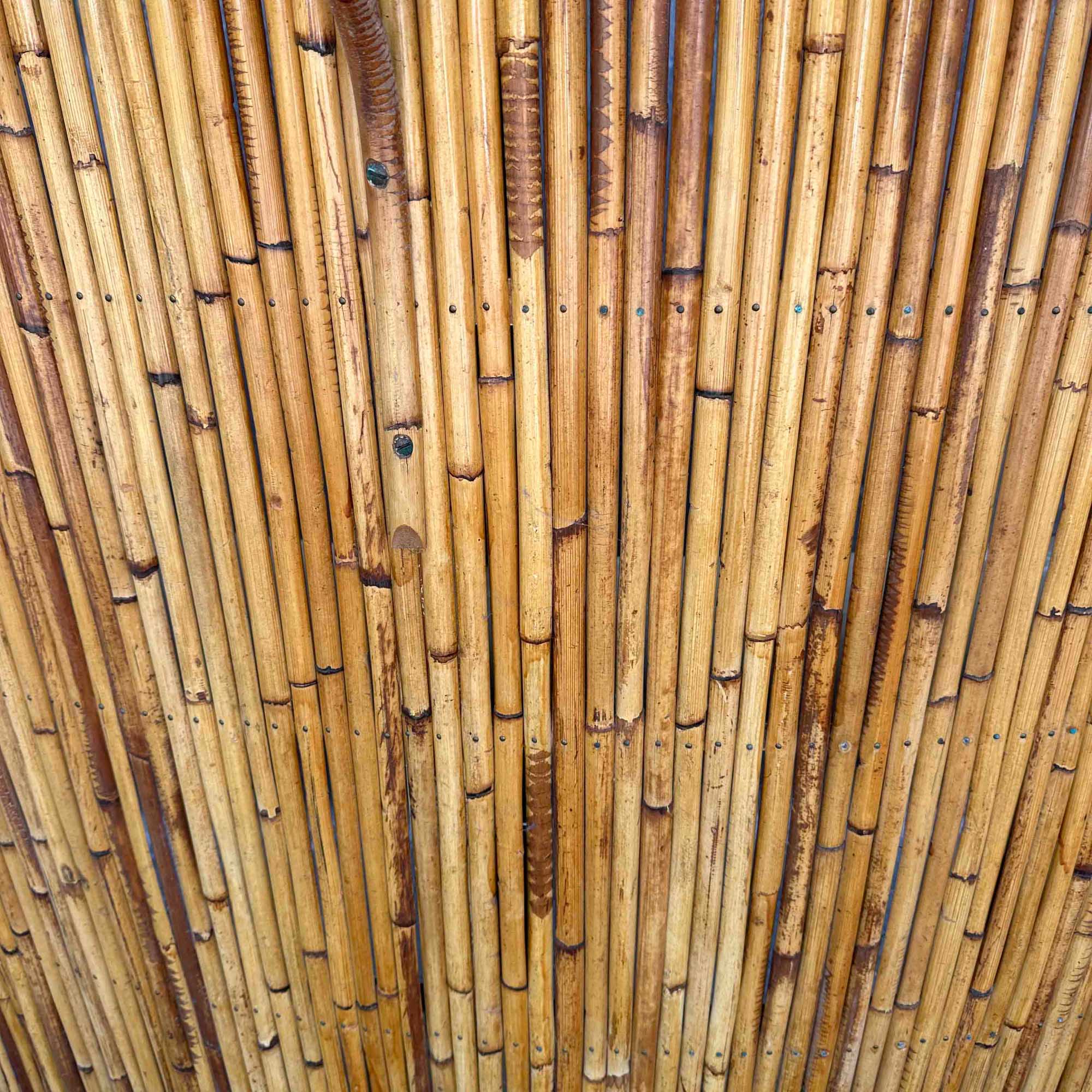 Bamboo and rattan tiki cocktail bar with stools, set of 3, 1960s