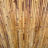 Bamboo and rattan tiki cocktail bar with stools, set of 3, 1960s