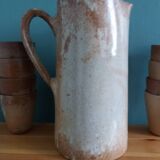 Cider or orangeade service, pitcher and glasses in stoneware from the 70s