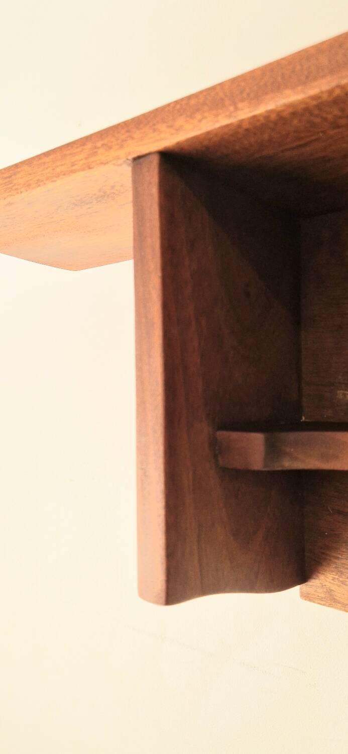 1950s mahogany wood wall shelf