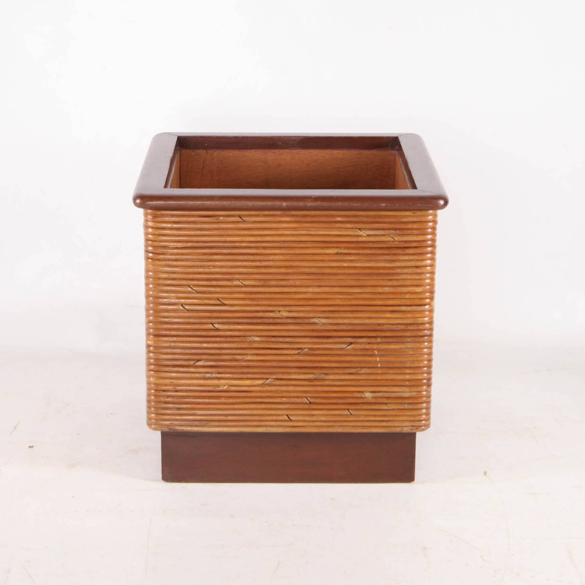 Rattan and wood planter