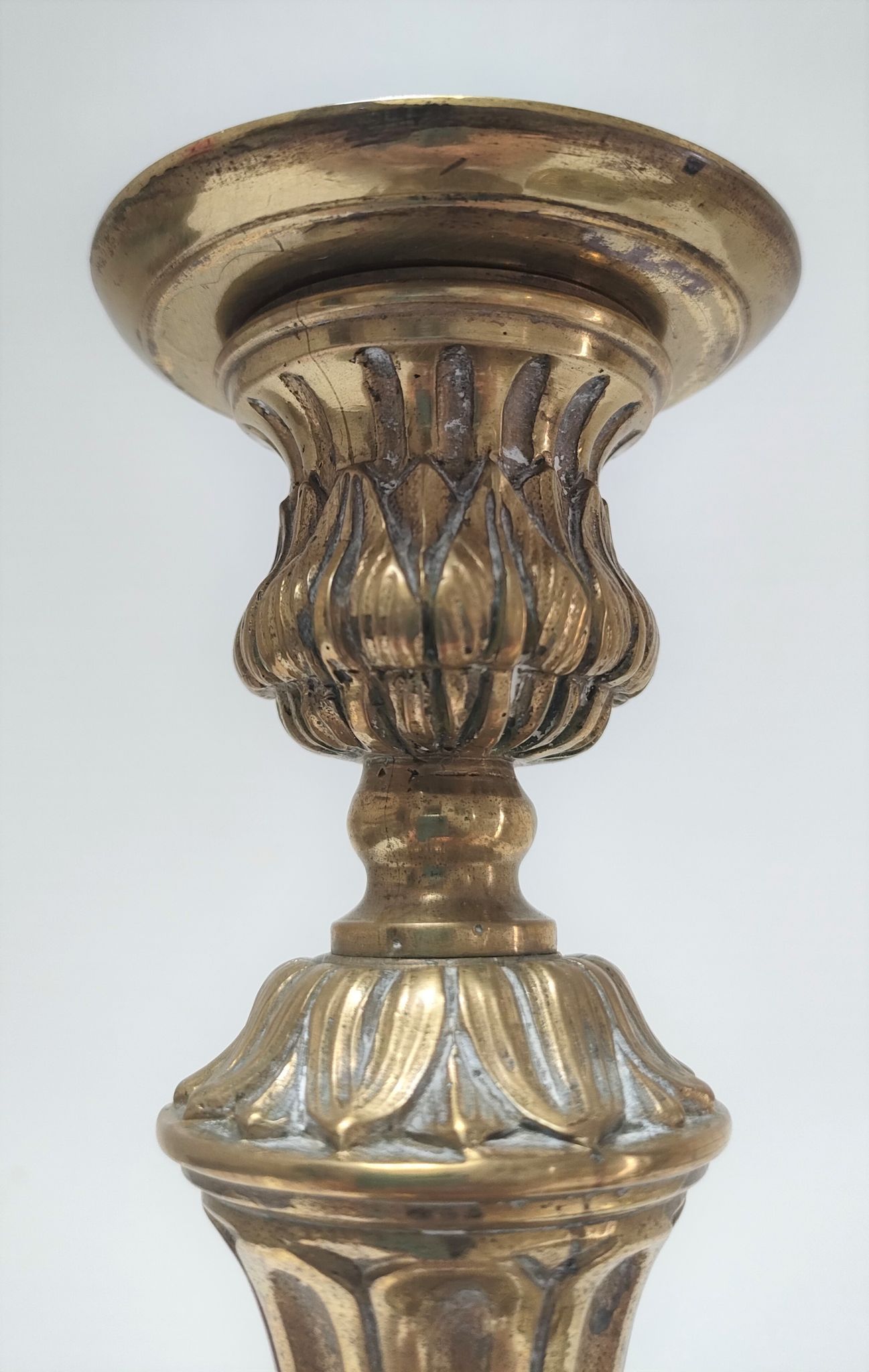Pair of candle holders torches gilded bronze patinated style louis xvi period 19th century