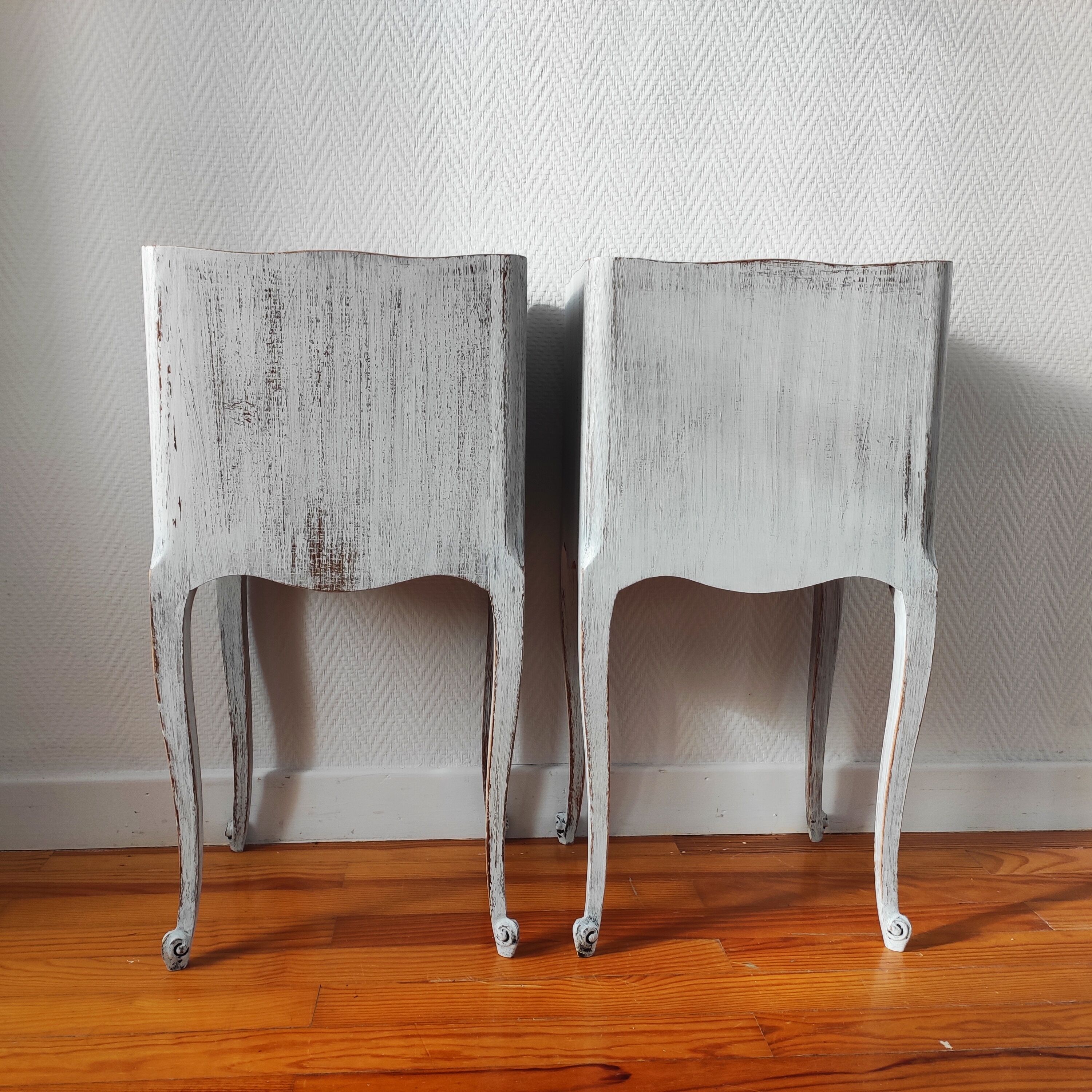 Pair of patinated bedside tables