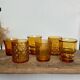 6 verres vintage ambre dépareillés