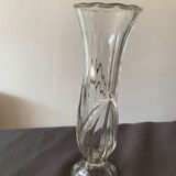 glass vase with carved leaf decoration