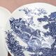 4 blue Gien plates with castle village bridge decor