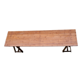 Wooden guinguette farmhouse table on treteaux