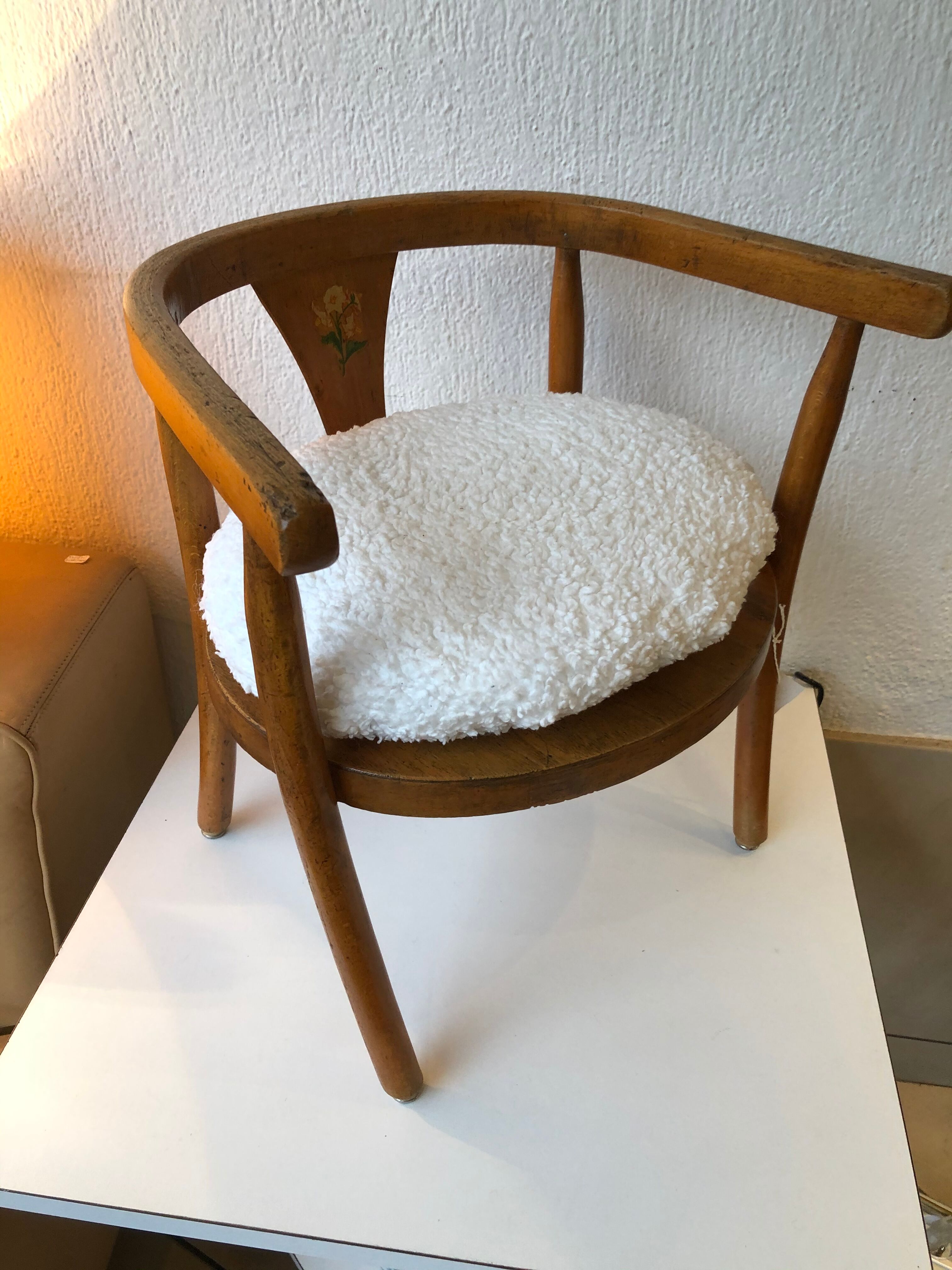 Child's armchair in curved wood circa 1950