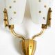 Beautiful large Mid Century Modern wall lamp made of brass and glass