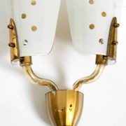 Beautiful large Mid Century Modern wall lamp made of brass and glass