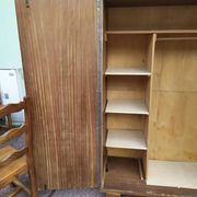 Armoire - penderie - Ancienne - Bois - Tissu Floral - Artisanal