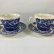 Tasses à thé et Sous-Tasses English Ironstone England bleu