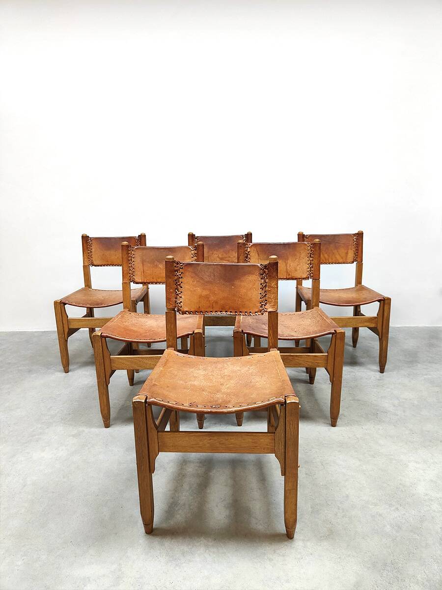 Vintage leather dining chairs Werner Biermann Arte Sano