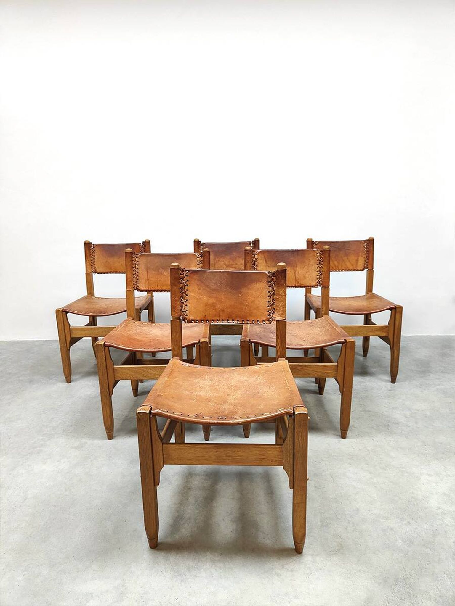 Vintage leather dining chairs Werner Biermann Arte Sano