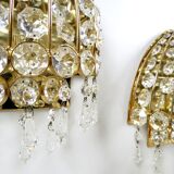 Set of 2 German gold-plated and glass wall lamps from Palwa, 1960s