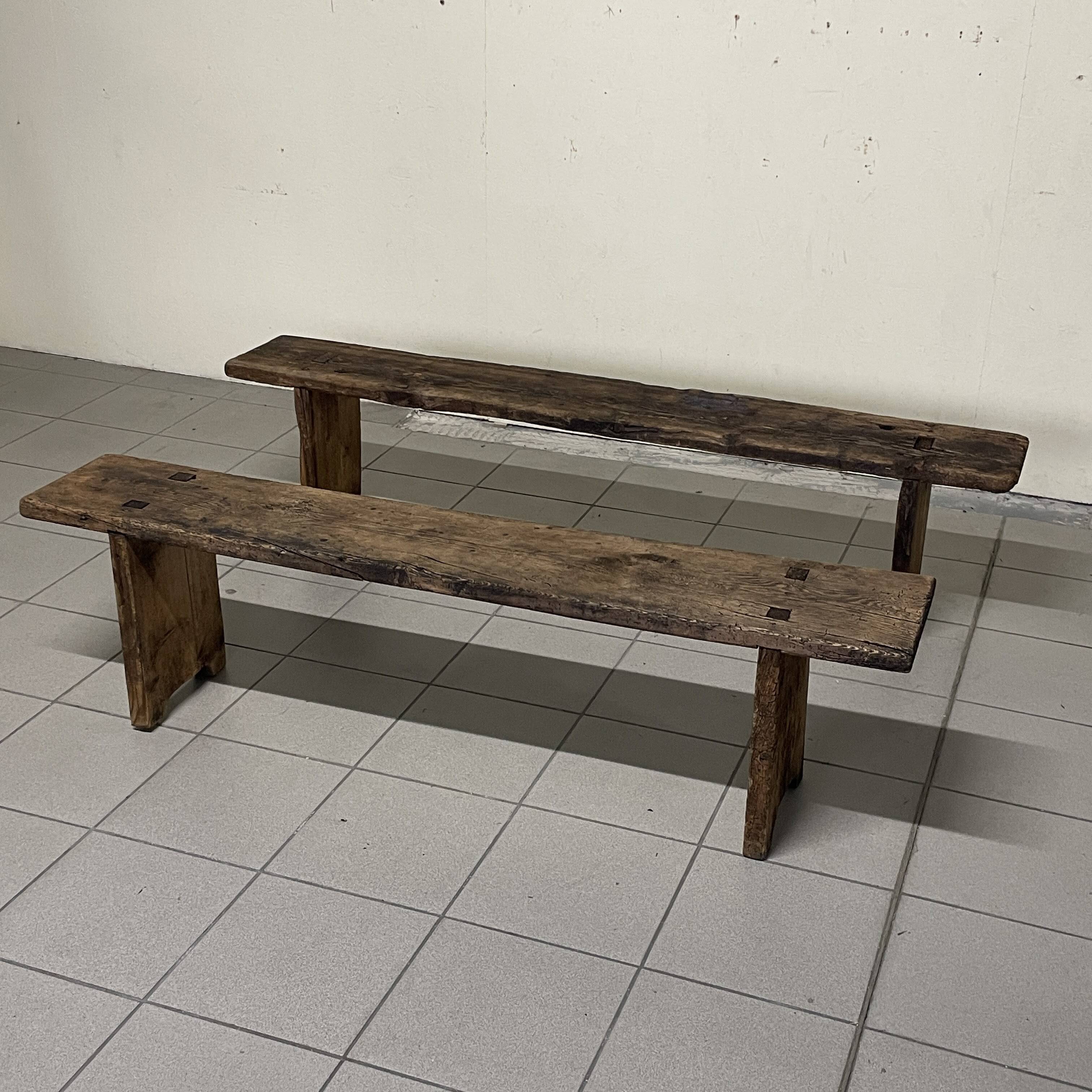 Pair of rustic benches, early 1900s