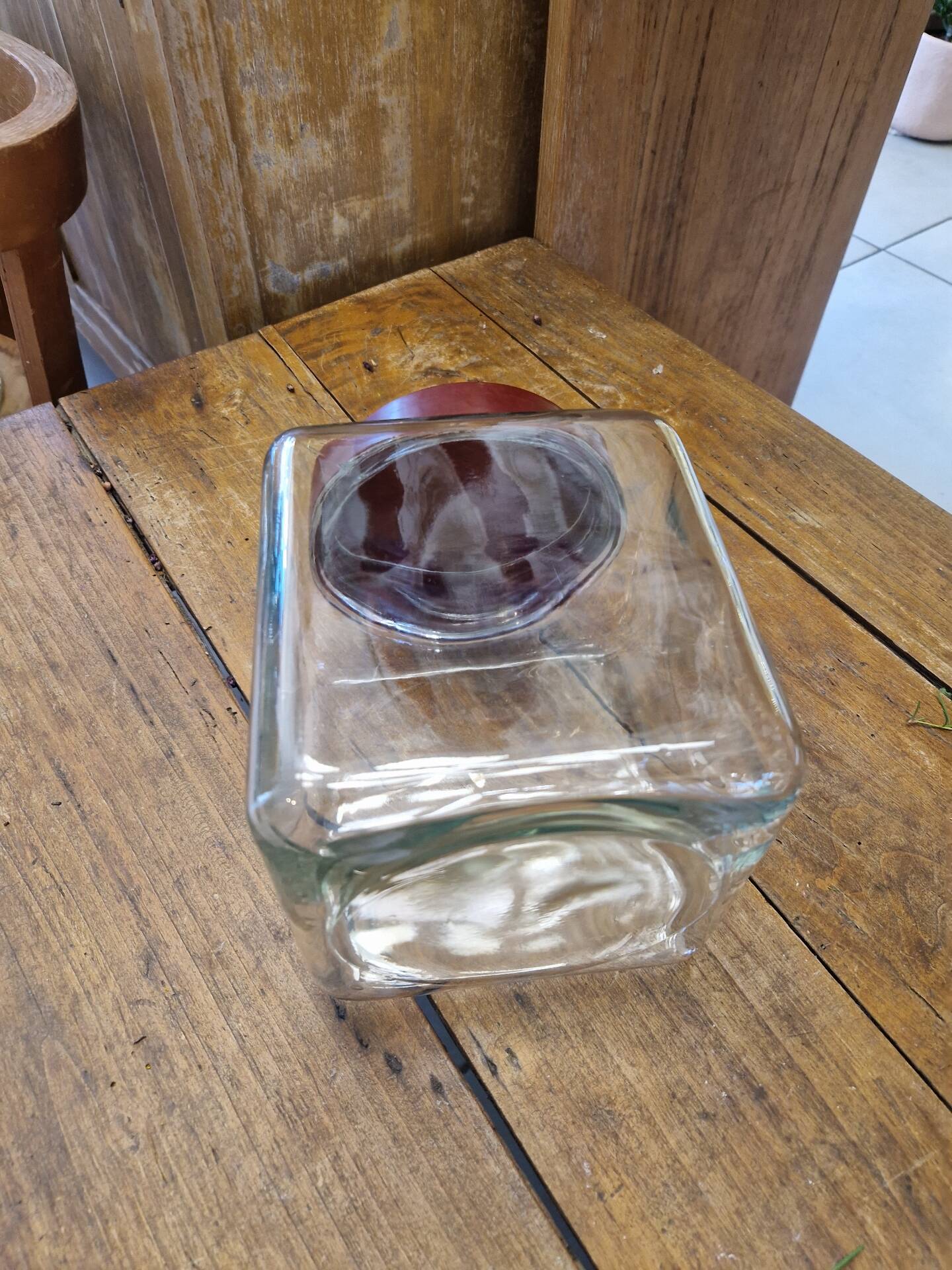 Ancient moulded glass jar with bakelite lid 20th century