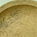 Vase boule coloquinte grés émaillé signé LL à identifier design contemporain
