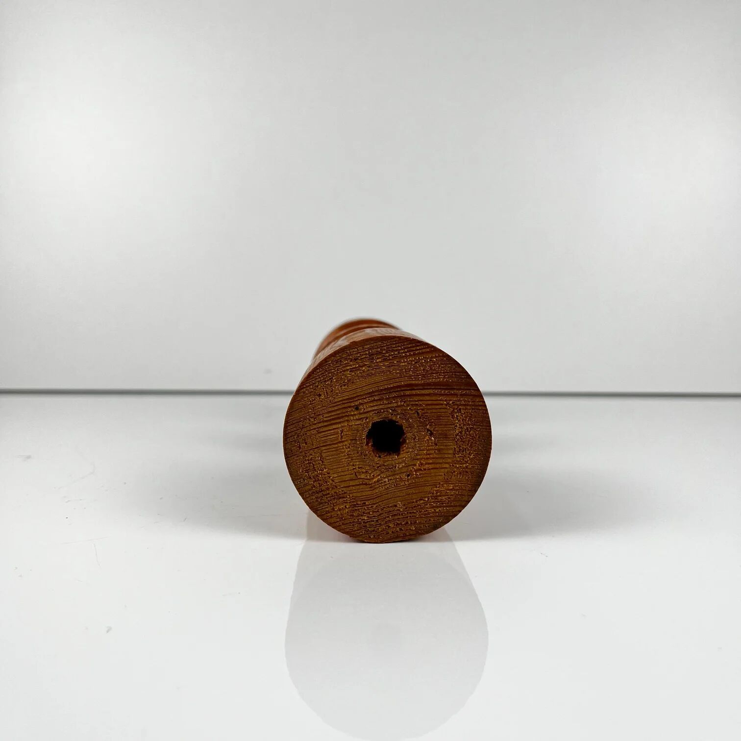 Turned wooden candlestick, pine, Midcentury Modern, 1970