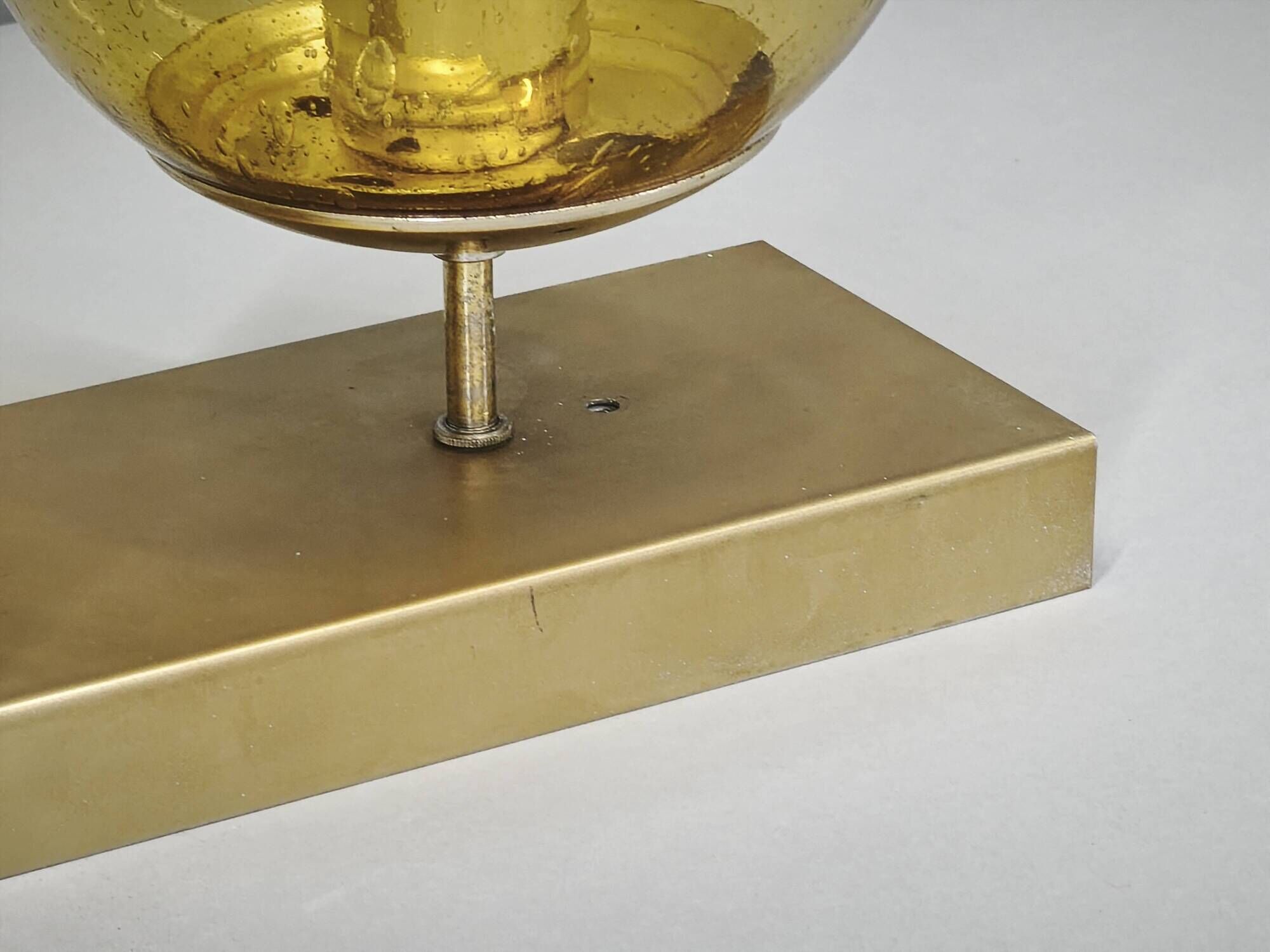 1970s Space Age Amber Glass Double Wall Lamp, Kamenický Šenov