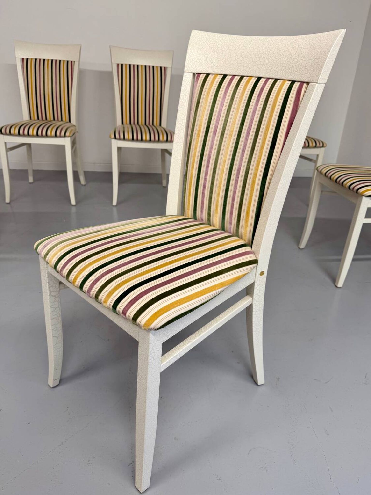 6 thonet gebruder designer chairs with crackle lacquer finish, 1980s vintage