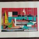 Gouache on paper signed mid-20th century boats port 1959