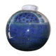Blue rounded vase with floral details