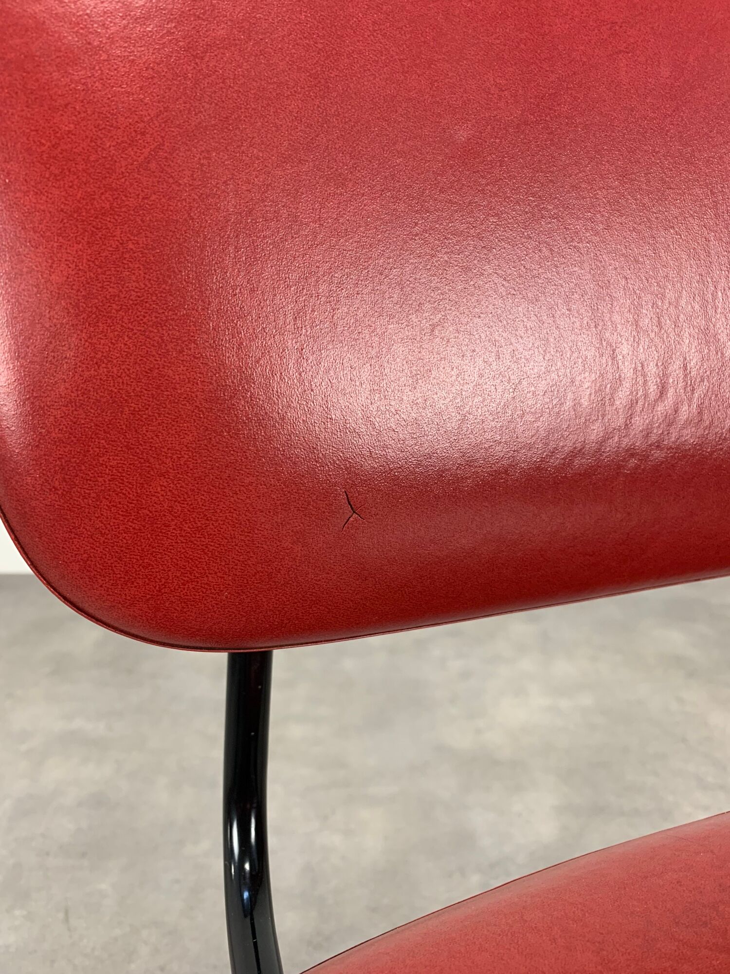Airborne chair model Carolina Prefacto, 1950, metal and red skaï