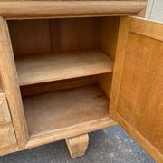 Renovated art deco sideboard in raw solid oak and gray marble 200cm