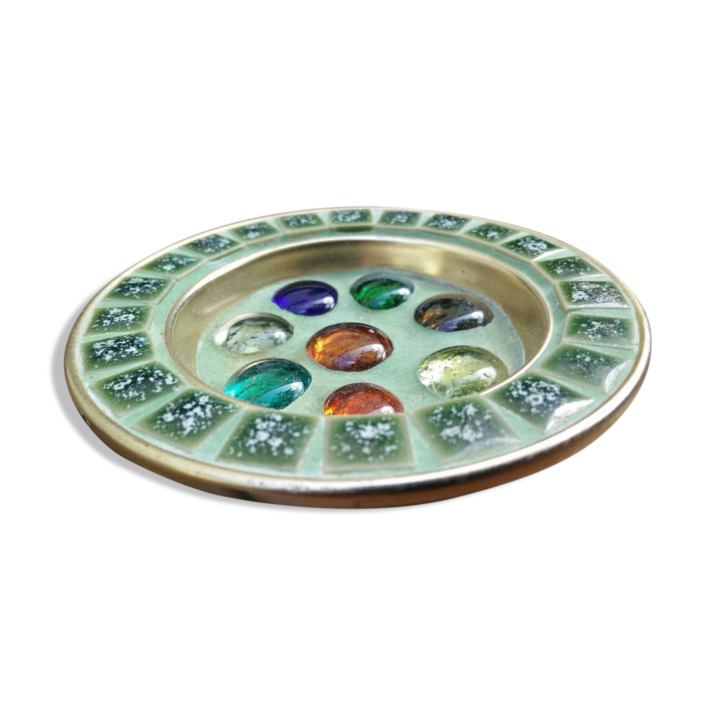 1960's vintage multicolor murano glass glass ashtray