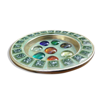 1960's vintage multicolor murano glass glass ashtray