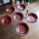 6 antique hand-turned glazed terracotta plates
